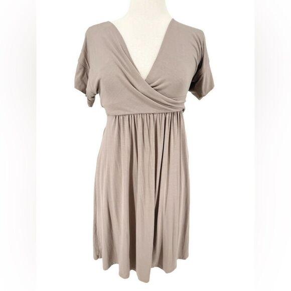 BCBGMaxAzria Tan V-Neck Cross Front Wrap Dress XS - Picture 1 of 8